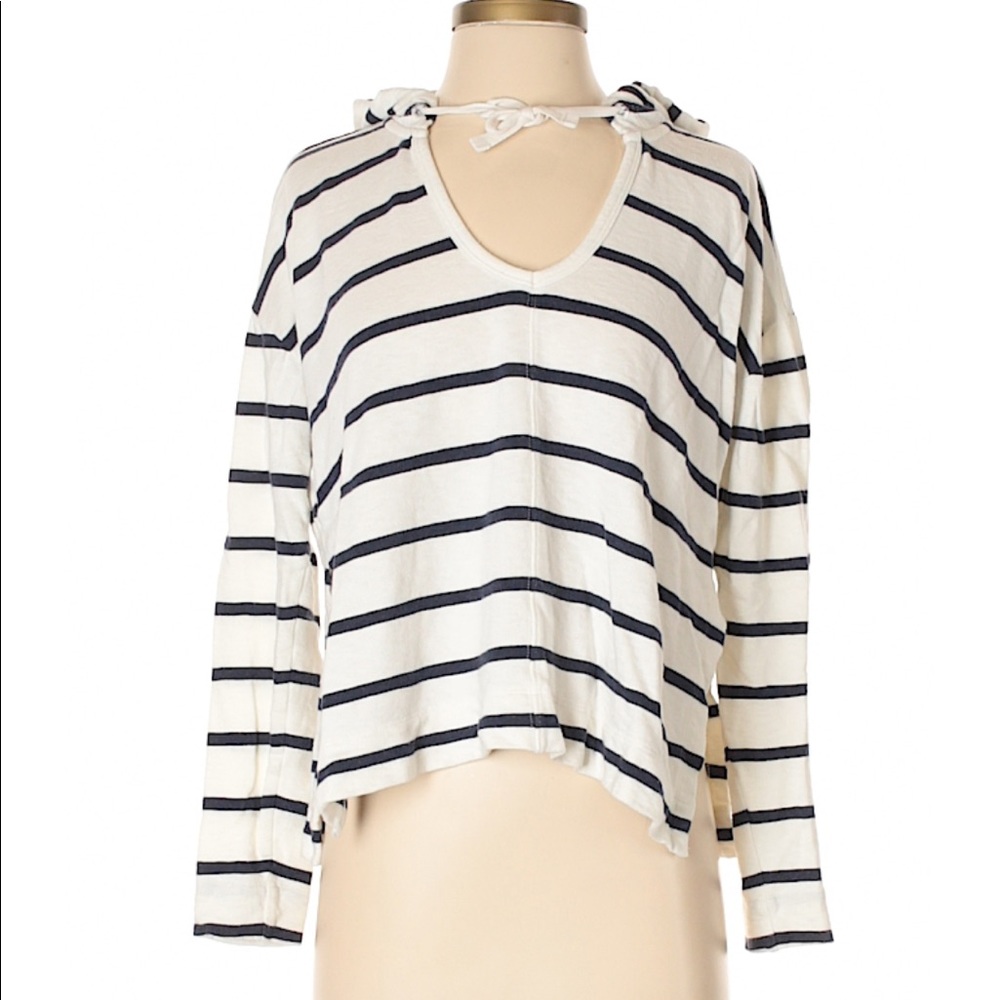 Ann Taylor loft hoodie. Dark blue and white stripe. Size S